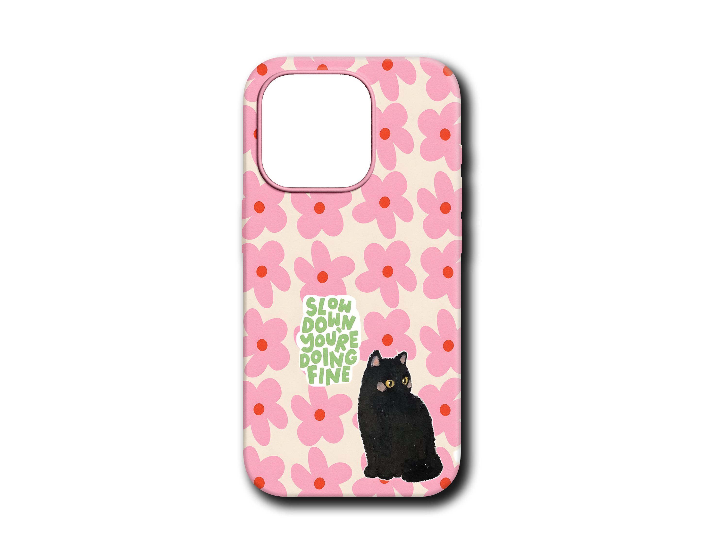 FLOWERS & BLACK CAT SİLİKON KILIF - 172