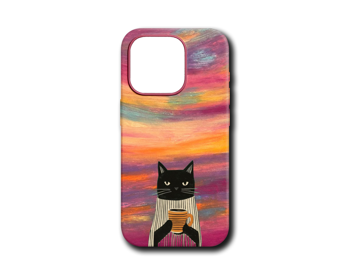 KAHVE VE KEDİ TASARIM KILIF - 552