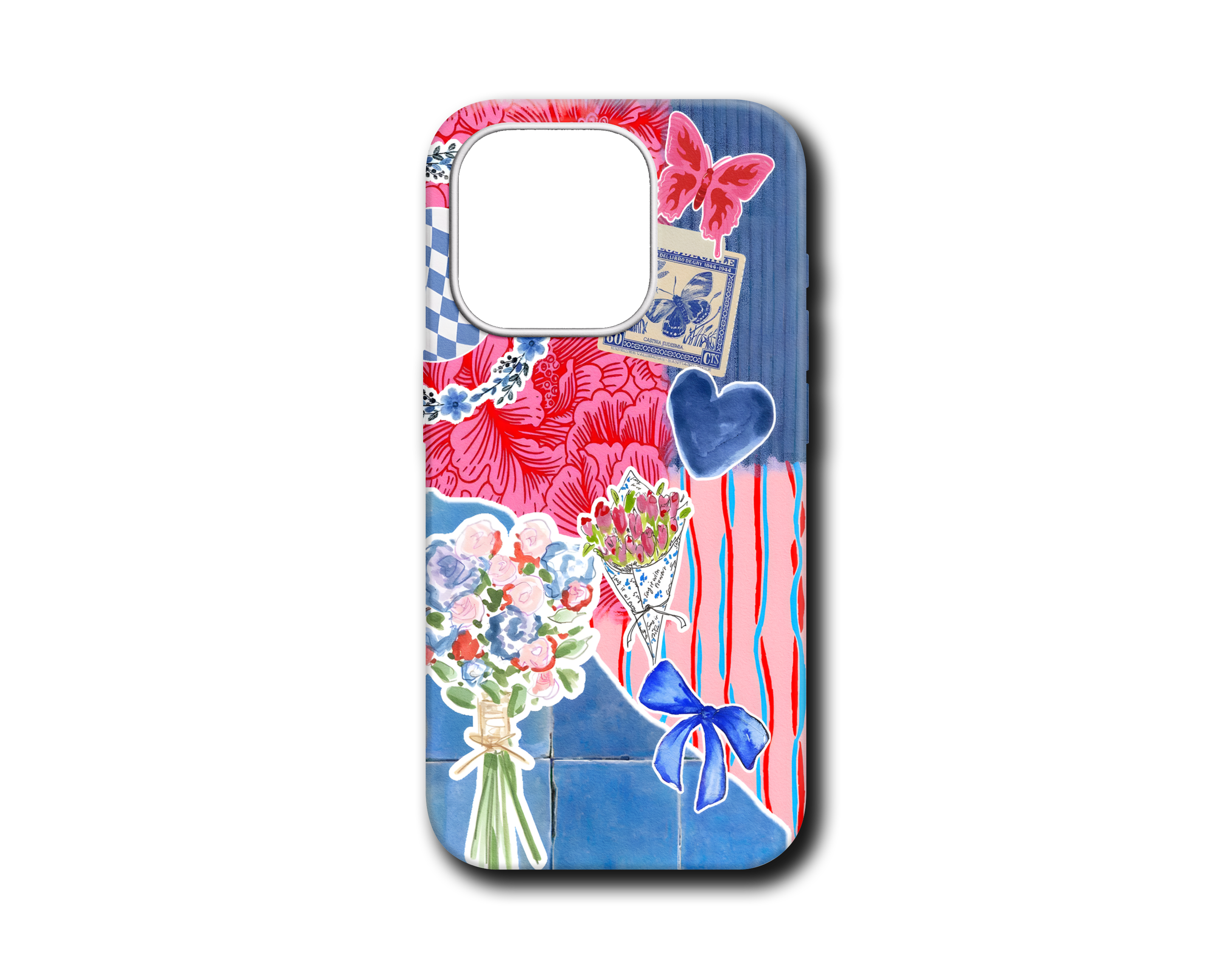 PINK & BLUE COLLAGE TASARIM KILIF - 405