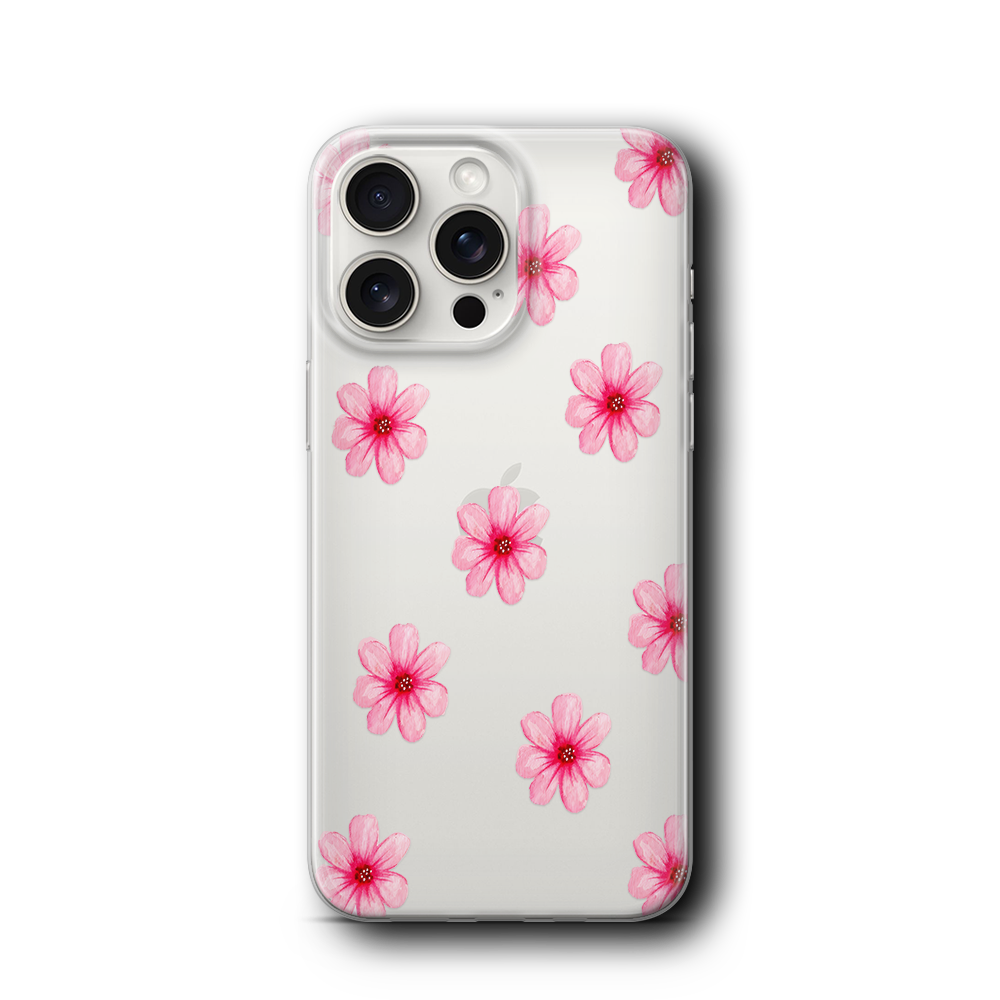 PEMBE ÇİÇEK ŞEFFAF KILIF - 051