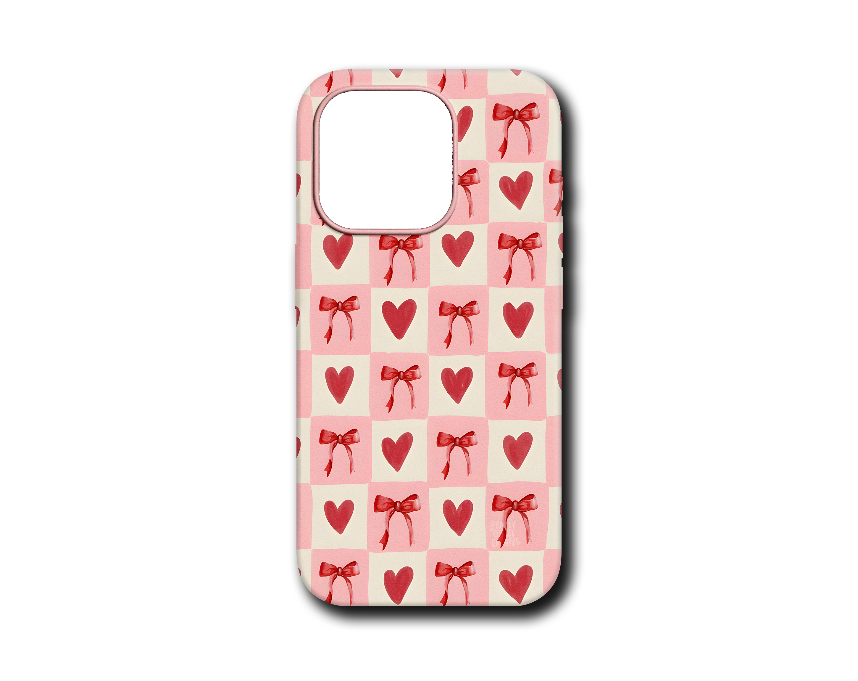 PINK CHECKERED SİLİKON KILIF - 086