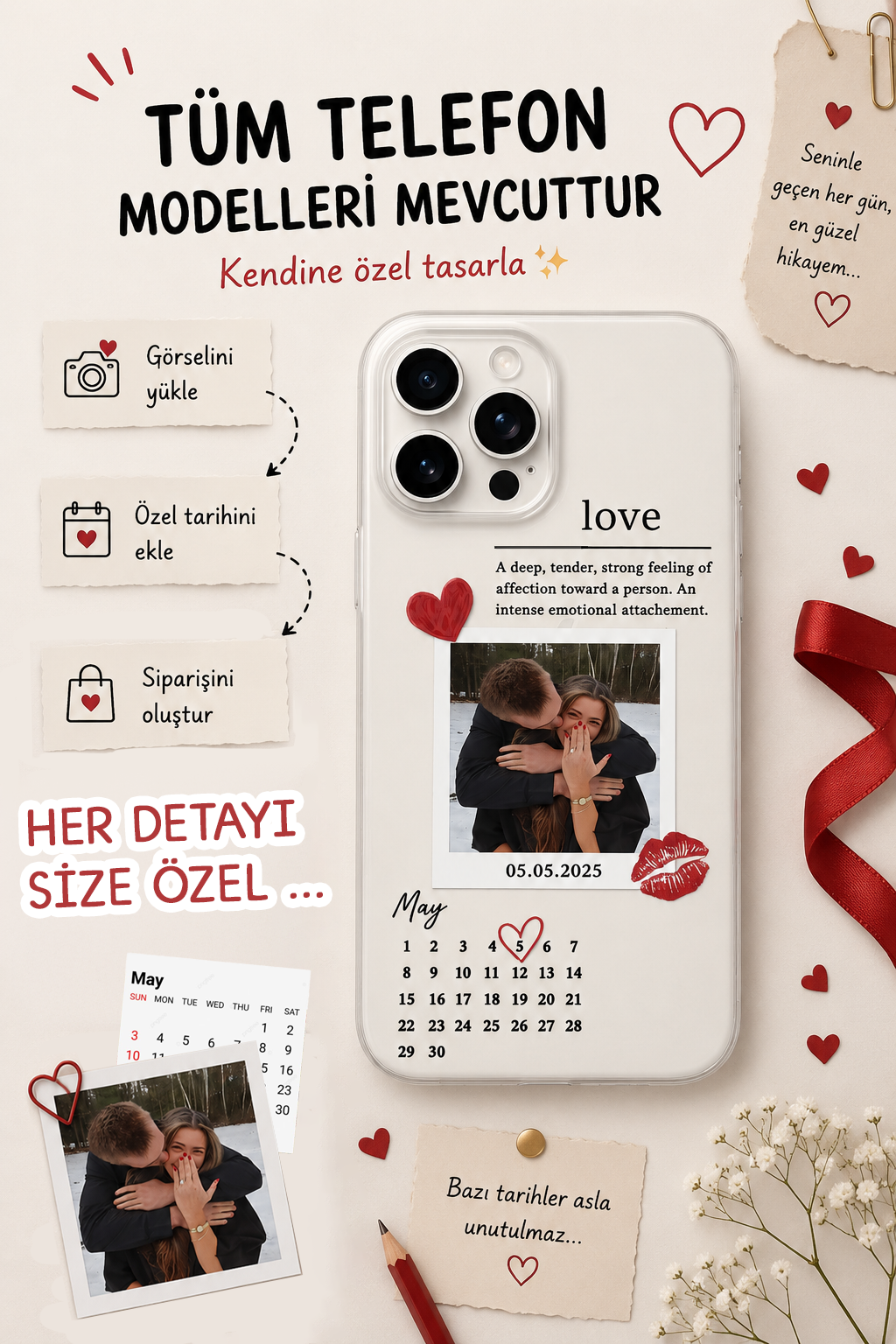 SİZE ÖZEL TAKVİM VE FOTOĞRAF DETAYLI POLAROİD ŞEFFAF KILIF 📆