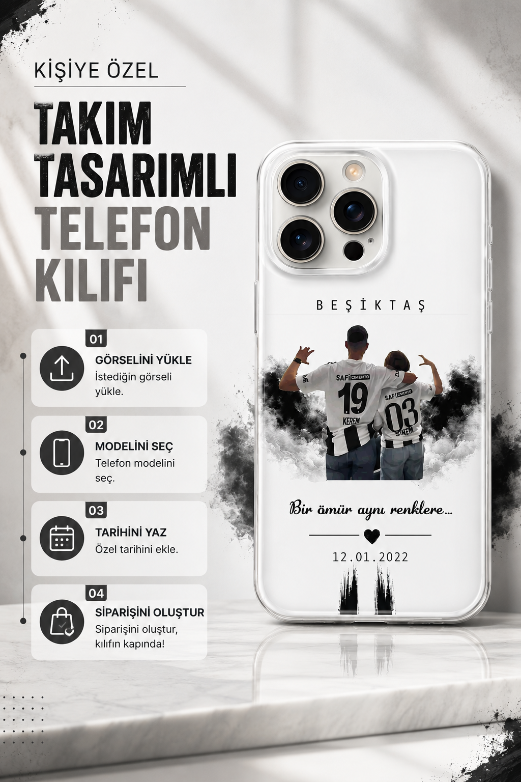 KİŞİYE ÖZEL BEŞİKTAŞ TAKIM KILIF 🖤🤍